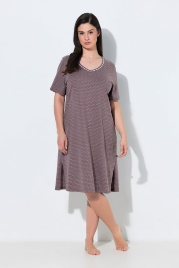 Ulla Popken 819289 Camicia da notte a maniche corte confezione da 2 Marrone - Camicie da notte - 