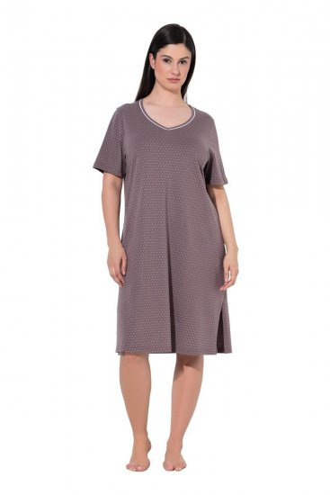 Ulla Popken 819289 Camicia da notte a maniche corte confezione da 2 Marrone - Camicie da notte - 