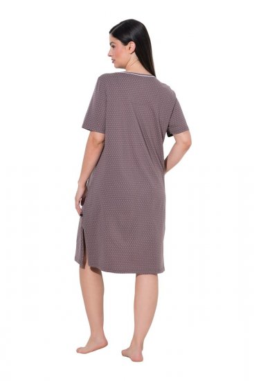 Ulla Popken 819289 Camicia da notte a maniche corte confezione da 2 Marrone - Camicie da notte - 