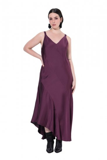 Ulla Popken 820341 Abito in raso senza maniche con scollo a V Bordeaux - Abiti da sera - Abiti da sera taglie forti