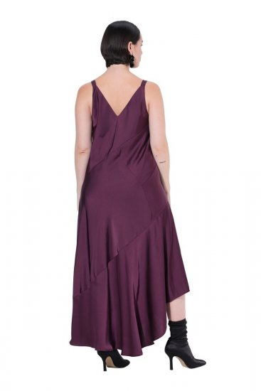 Ulla Popken 820341 Abito in raso senza maniche con scollo a V Bordeaux - Abiti da sera - Abiti da sera taglie forti