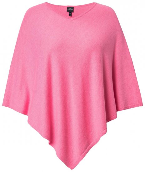 Ulla Popken 820512 Poncho in maglia misto lana con scollo a V Rosa chiaro - Poncho e mantelle - 