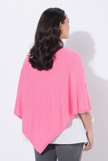 Ulla Popken 820512 Poncho in maglia misto lana con scollo a V Rosa chiaro - Poncho e mantelle - 