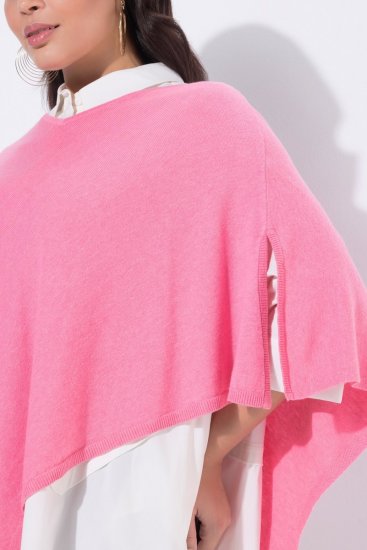 Ulla Popken 820512 Poncho in maglia misto lana con scollo a V Rosa chiaro - Poncho e mantelle - 