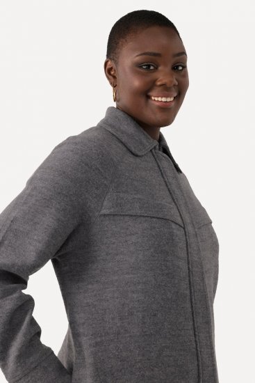 Ulla Popken 820516 Cappotto di lana Grigio melange - Cappotti - Cappotti taglie forti da donna