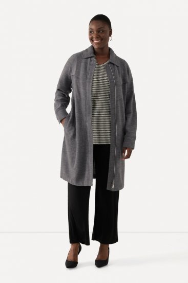 Ulla Popken 820516 Cappotto di lana Grigio melange - Cappotti - Cappotti taglie forti da donna