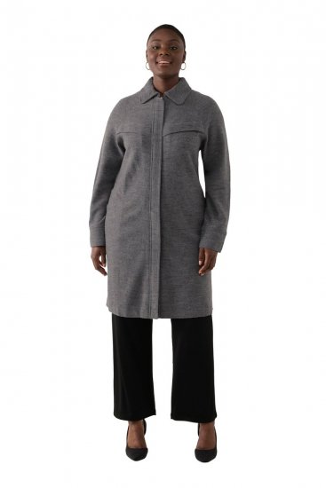 Ulla Popken 820516 Cappotto di lana Grigio melange - Cappotti - Cappotti taglie forti da donna