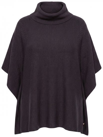 Ulla Popken 820620 Maglione poncho con collo alto Marrone mogano - Poncho e mantelle - 