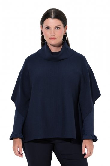 Ulla Popken 820620 Maglione poncho con collo alto Blu scuro - Poncho e mantelle - 