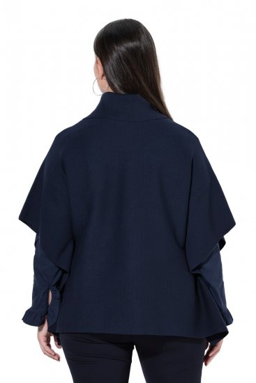 Ulla Popken 820620 Maglione poncho con collo alto Blu scuro - Poncho e mantelle - 