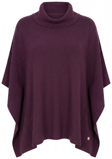 Ulla Popken 820620 Maglione poncho con collo alto Prugna - Poncho e mantelle - 