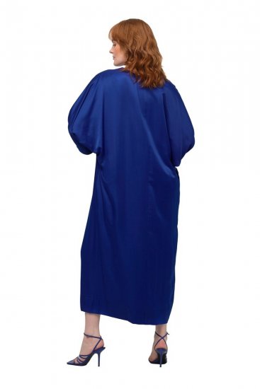 Ulla Popken 821110 Abito in raso a maniche corte con scollo a V Blu scuro - Abiti da sera - Abiti da sera taglie forti