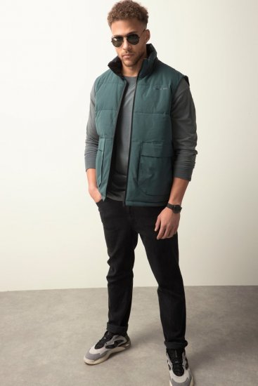 STHUGE 821232 Gilet trapuntato con zip Verde oliva - Giubbotti - Giubbotti Uomo Taglie Forti