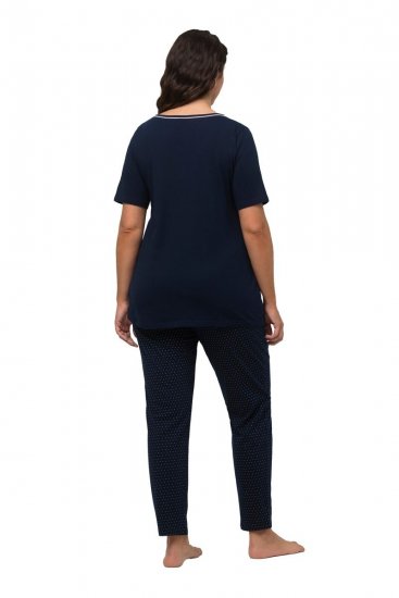 Ulla Popken 821244 Pigiama a pois Blu scuro - Pigiami/Loungewear - 