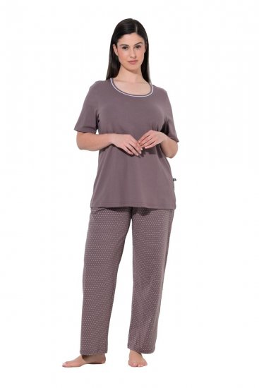 Ulla Popken 821244 Pigiama a pois Marrone - Pigiami/Loungewear - 