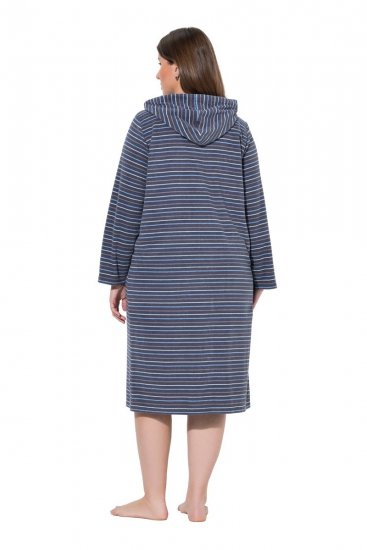Ulla Popken 821543 Accappatoio in spugna a righe Antracite - Vestaglie & accappatoi - 