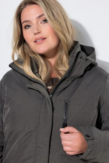 Ulla Popken 821737 Parka imbottito HYPRAR con cappuccio Grigio scuro melange - Giacche - Giacche taglie forti da donna