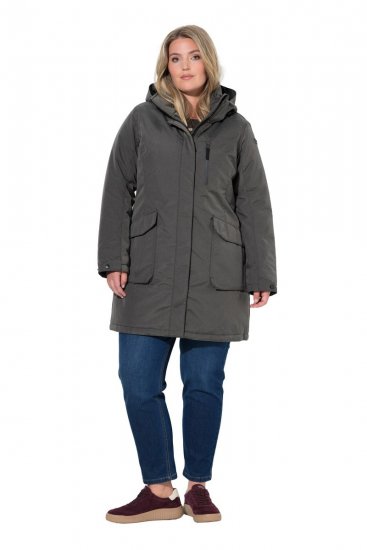 Ulla Popken 821737 Parka imbottito HYPRAR con cappuccio Grigio scuro melange - Giacche - Giacche taglie forti da donna
