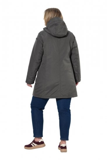 Ulla Popken 821737 Parka imbottito HYPRAR con cappuccio Grigio scuro melange - Giacche - Giacche taglie forti da donna