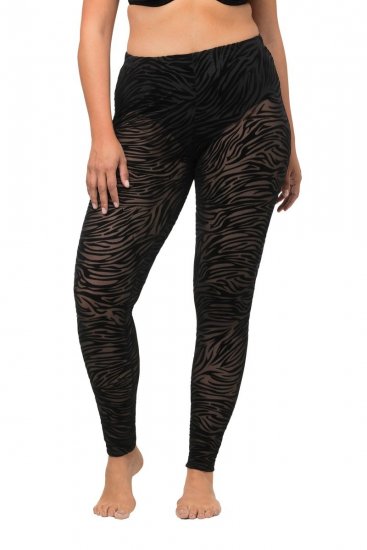 Ulla Popken 822286 Collant senza piede animalier Nero - Collant & calzini - 