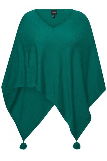 Ulla Popken Knit Pointed Hem Poncho Emerald Green - Felpe & felpe con cappuccio - 