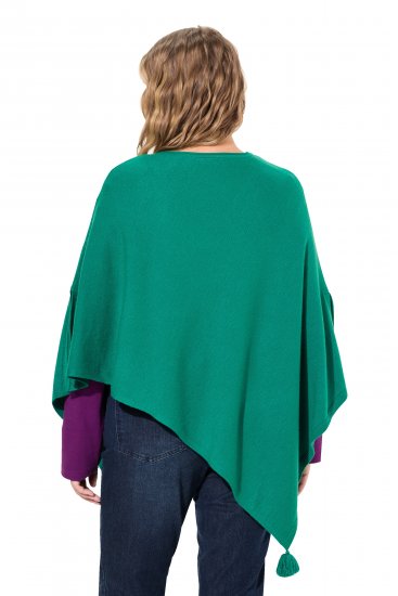 Ulla Popken Knit Pointed Hem Poncho Emerald Green - Felpe & felpe con cappuccio - 