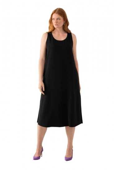 Ulla Popken 823276 Abito senza maniche Nero - Vestiti maxi - Abiti maxi taglie forti