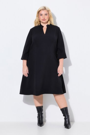 Ulla Popken 823290 Abito midi con scollo a V Nero - Vestiti midi - Abiti midi taglie comode