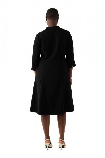 Ulla Popken 823290 Abito midi con scollo a V Nero - Vestiti midi - Abiti midi taglie comode