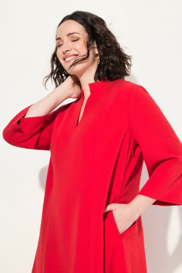 Ulla Popken 823290 Abito svasato con tasche Rosso - Vestiti midi - Abiti midi taglie comode