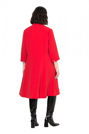 Ulla Popken 823290 Abito svasato con tasche Rosso - Vestiti midi - Abiti midi taglie comode