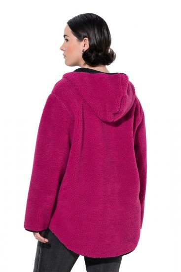 Ulla Popken 823371 Giacca in teddy con cappuccio e tasche trapuntate Fucsia - Abbigliamento in pile - 
