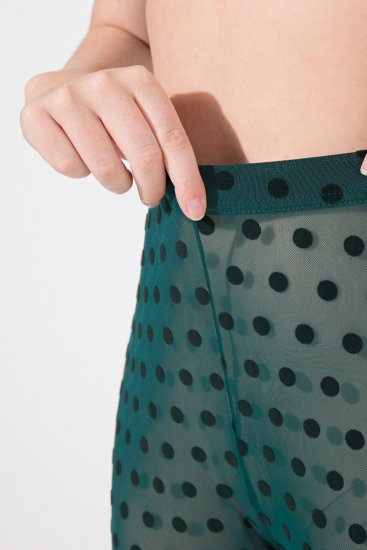 Ulla Popken 823383 Collant senza piede a pois Verde oliva - Collant & calzini - 