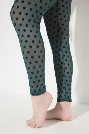 Ulla Popken 823383 Collant senza piede a pois Verde oliva - Collant & calzini - 