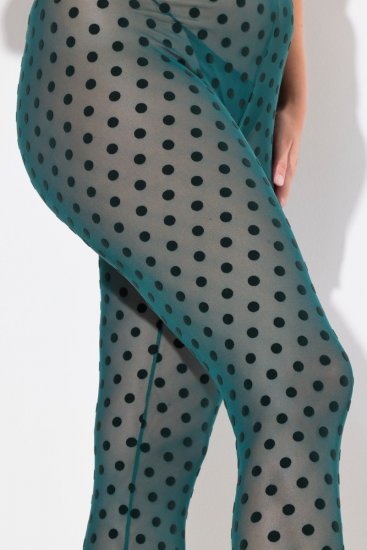 Ulla Popken 823383 Collant senza piede a pois Verde oliva - Collant & calzini - 