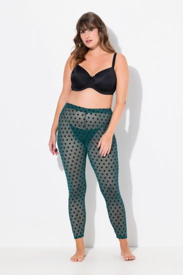 Ulla Popken 823383 Collant senza piede a pois Verde oliva - Collant & calzini - 