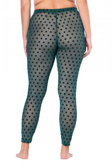 Ulla Popken 823383 Collant senza piede a pois Verde oliva - Collant & calzini - 