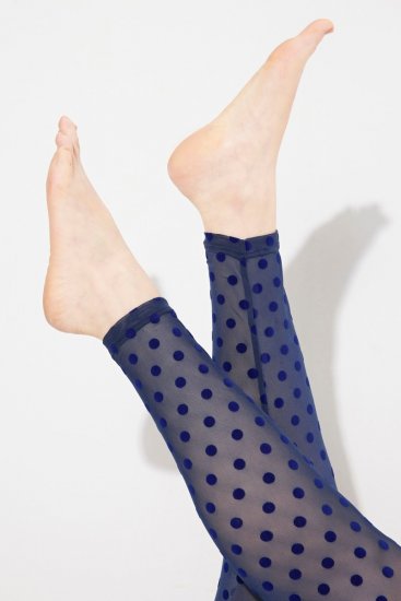 Ulla Popken 823383 Collant senza piede a pois Blu scuro - Collant & calzini - 