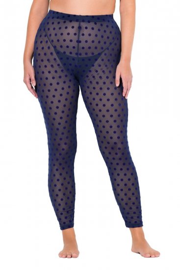 Ulla Popken 823383 Collant senza piede a pois Blu scuro - Collant & calzini - 