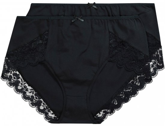 Ulla Popken 824106 Slip con pizzo confezione da 2 Nero - Slip - 