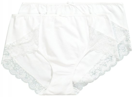 Ulla Popken 824106 Culotte con pizzo confezione da 2 Bianco - Slip - 
