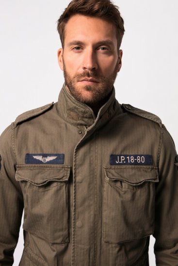 JP1880 Field Jacket with Badges Vintage Look TALL Moss Green - TALL giubbotti - Giacche TALL per uomo alto