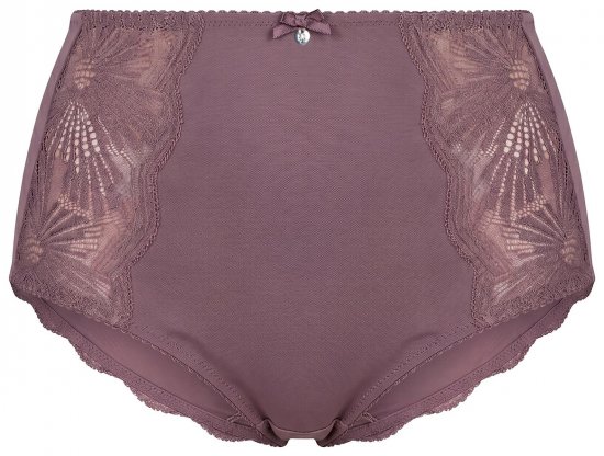 Ulla Popken 825788 Slip a vita alta con pizzo Marrone - Slip - 