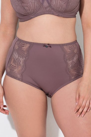 Ulla Popken 825788 Slip a vita alta con pizzo Marrone - Slip - 