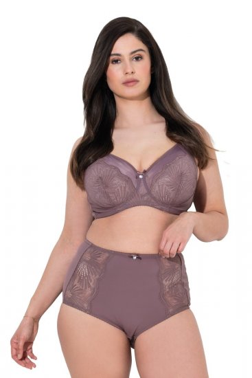 Ulla Popken 825788 Slip a vita alta con pizzo Marrone - Slip - 