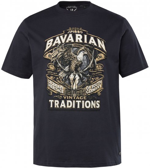 JP1880 Bavarian Design Vintage Looking T-Shirt Navy Blue - Magliette - Magliette Uomo Taglie Forti