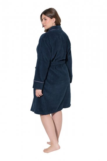 Ulla Popken 826794 Accappatoio in spugna Blu scuro - Vestaglie & accappatoi - 