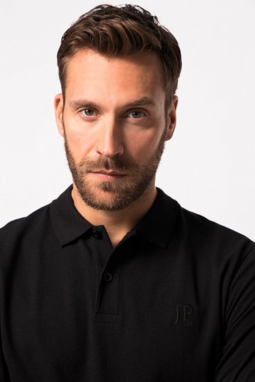 JP1880 827115 Polo a maniche lunghe con vestibilità pancia Nero - Polo - Polo Uomo Taglie Forti