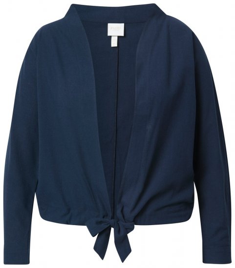 Ulla Popken 827116 Bolero con collo alto in misto lino Blu scuro - Bolero - 