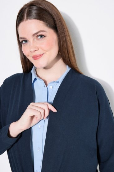 Ulla Popken 827116 Bolero con collo alto in misto lino Blu scuro - Bolero - 